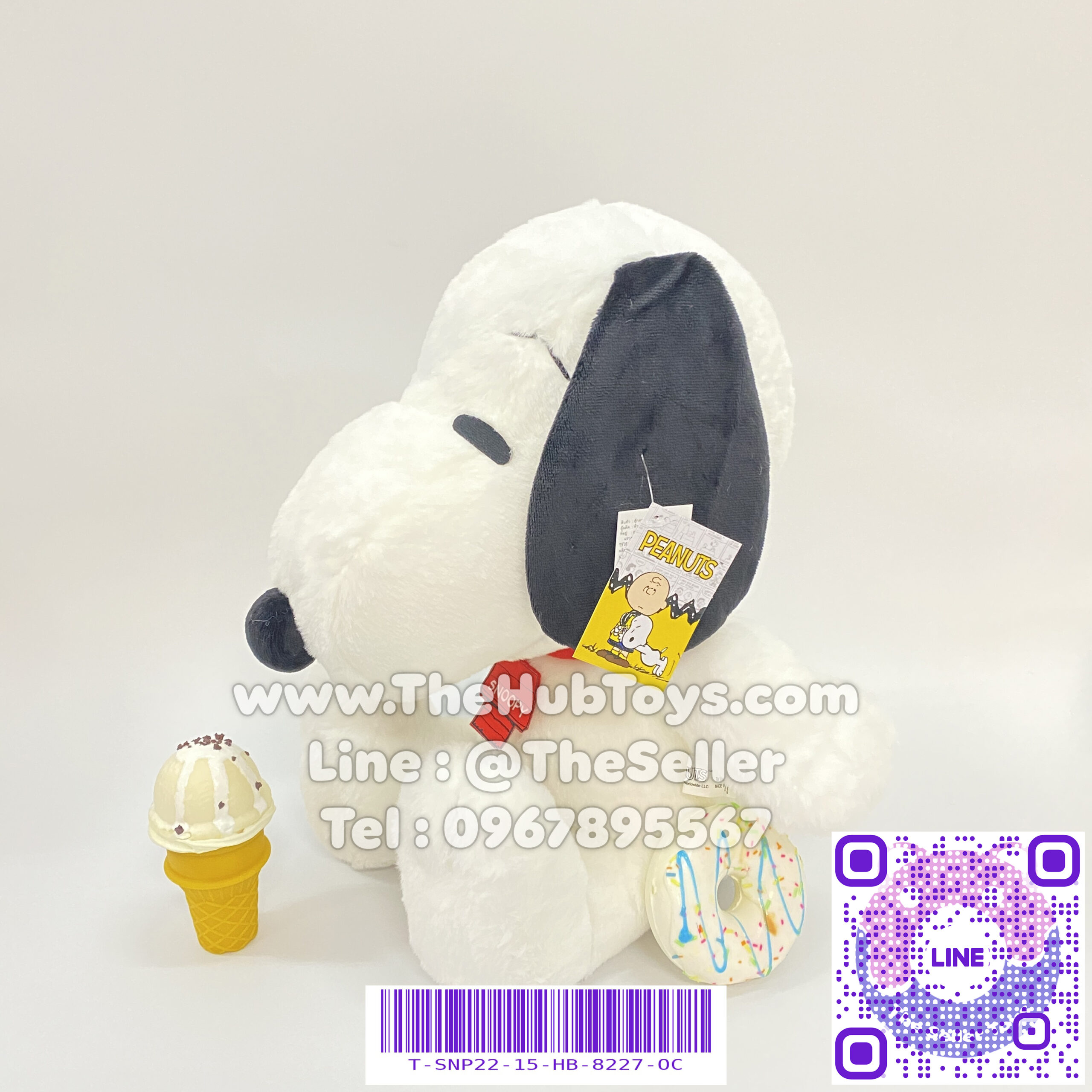 Snoopy Doll ตุ๊กตา SNOOPY WHITE BLACK (นั่ง) 15"